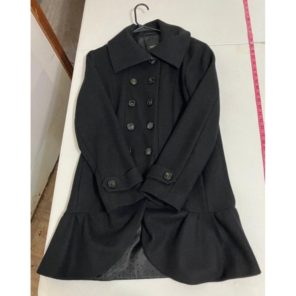 Max Mara Weekend Black Virgin Wool Coat Women's 10 Double Breast Peacoat Ukraine - Picture 8 of 14
